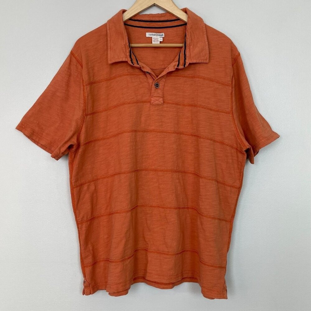 Carbon2Cobalt Polo Shirt Large‎ Orange Short Sleeve Cotton Men's